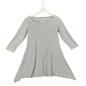 Staples Striped Lagen Nautical Tunic Top 3/4 Sleeve Pocket Casual Gray Womens S